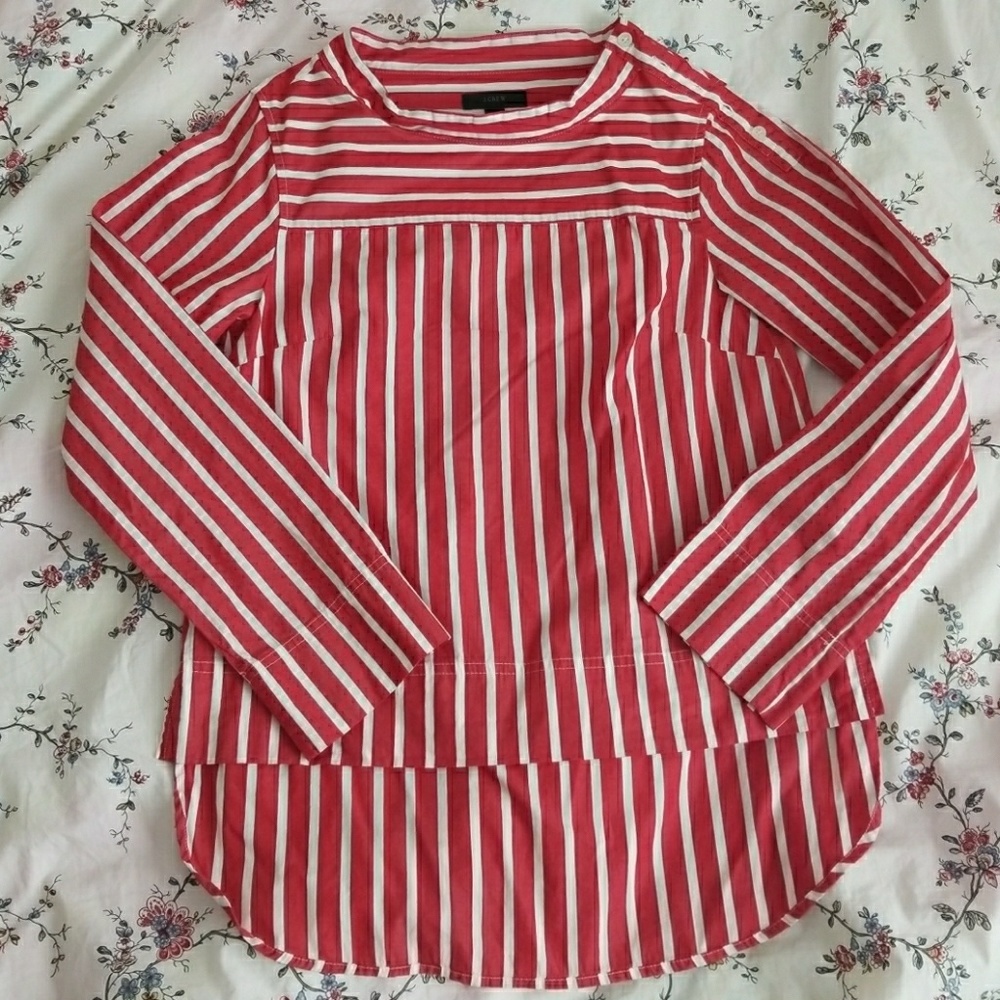 jcrew striped red /white 100% cotton tunic 00